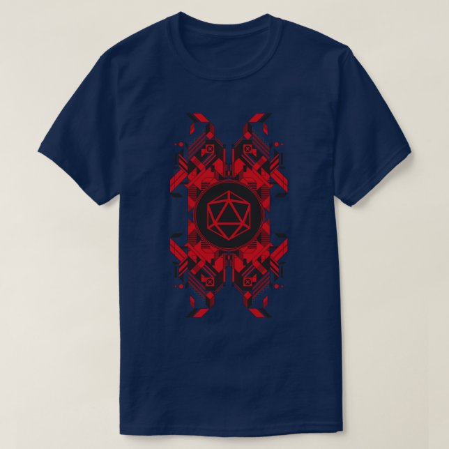 T-shirt Jeu de rôles Futuriste Polyèdre D20 Dice et Lar (Design devant)