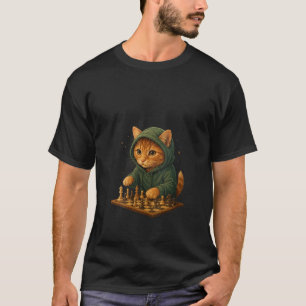T-shirt Jeu de stratégie drôle d'échecs pour femmes chat a