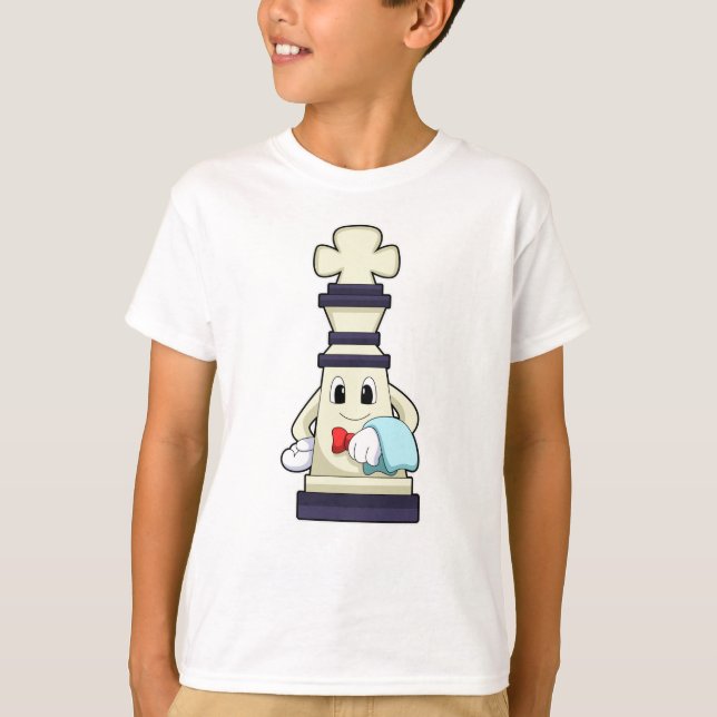 T-shirt Jeu d'échecs King comme serveur avec serviette (Devant)