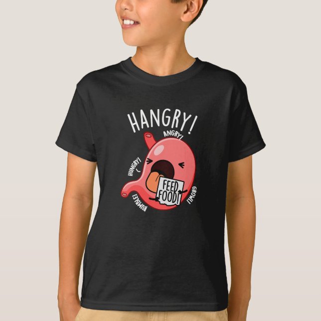 T-shirt Jeu d'estomac factice Hangry Funny BG Dark (Devant)