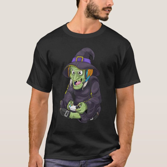 T-shirt Jeu Halloween sorcière jeu d'horreur Wiccan Pew ga (Devant)