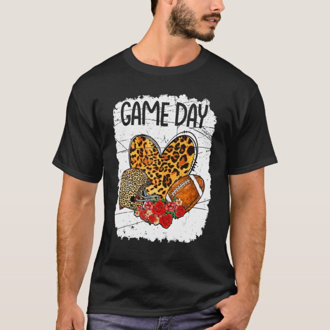 T-shirt Jeu Jour Avec Leopard Coeur Football Maman Bleache (Devant)
