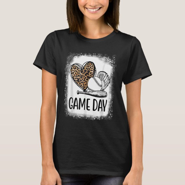 T-shirt Jeu Jour Baseball Avec Leopard Heart Soccer Maman  (Devant)