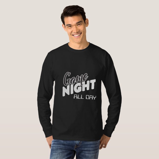 T-shirt Jeu Nuit toute la journée en blanc et noir (Devant entier)