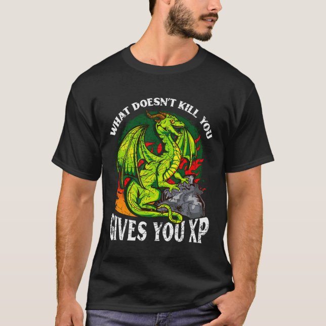 T-shirt Jeu Ordinateur Dragon Gamer Xp Devis Lecteur Rpg G (Devant)