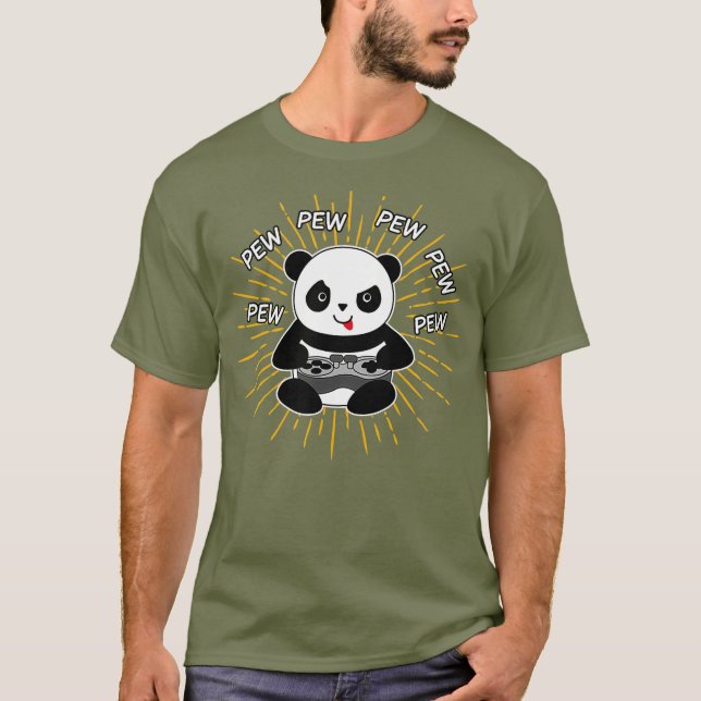 T-shirt Jeu Panda Pew Cute Jeu cadeau de Noël (Devant)
