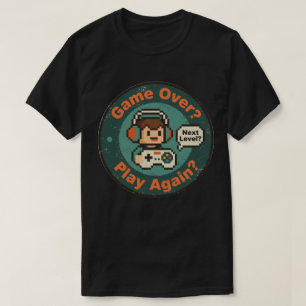 T-shirt Jeu Rétro en Pixel Art Game Over Rejouer Conceptio