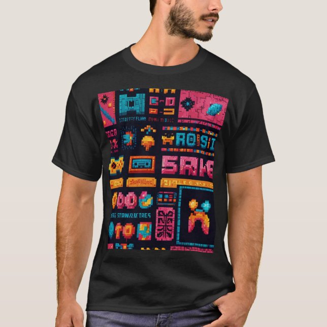 T-shirt Jeu Rétro : Un Paradis Pixelé (Devant)