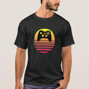 T-shirt Jeu Sunset Joystick Novelté Vintage Classe Retro