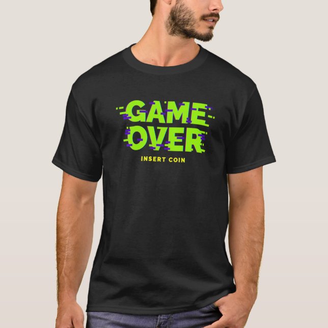 T-shirt Jeu sur Insertion Coin 80s 90s Amusant Gamer (Devant)