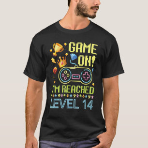 T-shirt Jeu Sur Je Suis Atteint Niveau 14 Ans Anniversaire