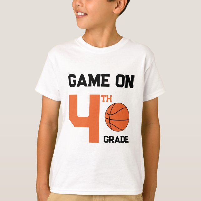 T-shirt Jeu Sur Le Basket De Retour À L'École, Ajouter Un  (Devant)