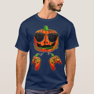 T-shirt Jeu vidéo Citrouille Halloween Gamer Jack-o'-lante