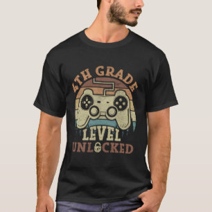 T-shirt Jeu Vidéo Déverrouillé De 4E Année Retour À L'Écol