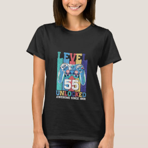 T-shirt Jeu vidéo déverrouillé de niveau 55 pour les femme