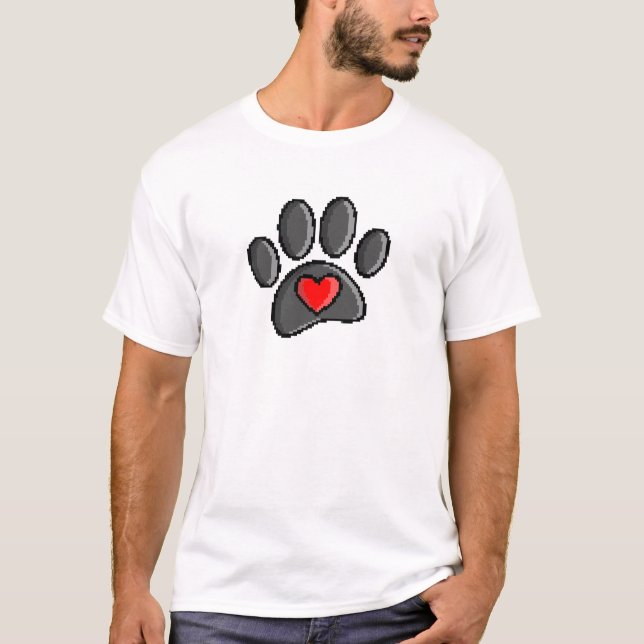 T-shirt Jeu vidéo Retro 80s 8 bits Pixel Art Chien Paw (Devant)