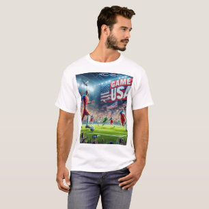 T-SHIRT JEU VIDÉO USA WORLD CUP SUR BLANC