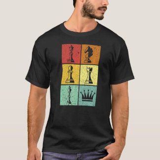 T-shirt Jeu vintage Coloré Pièces D'Échecs Chessmaster Amo