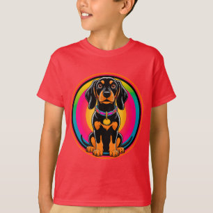 T-shirt Jeune Dachshund Entouré d'un Arc-en-Ciel Vibrant