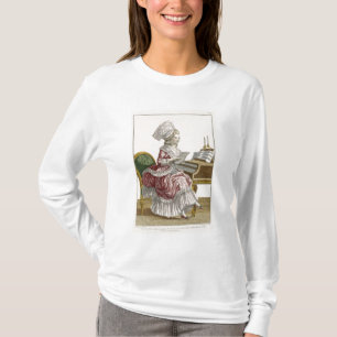 T-shirt Jeune femme étudiant la musique à son clavecin,
