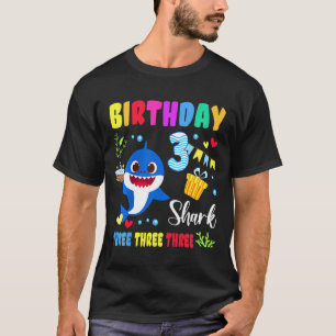 T-shirt Jeune fille Cute Shark 3rd Birthday Boy Girl 3 Yea