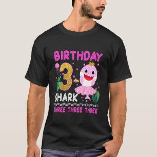T-shirt Jeune fille Cute Shark 3rd Birthday Boy Girl 3 Yea