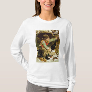 T-shirt Jeune garçon avec des oiseaux dans la neige