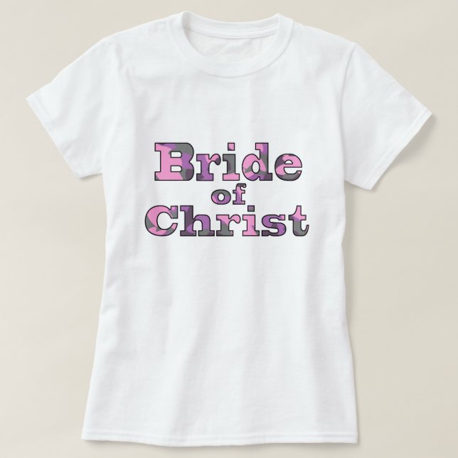 T-shirt Jeune mariée de chemise pourpre de camo du Christ (Design devant)