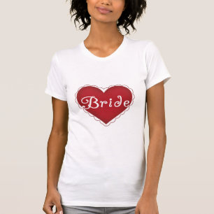 T-shirt Jeune mariée rouge de coeur