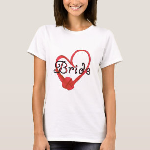 T-shirt Jeune mariée rouge de coeur de noeud