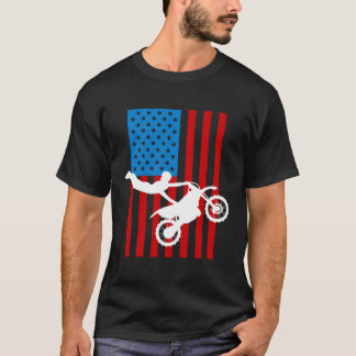 T-shirt Jeune Moto Usa Drapeau Dirt Vélo Racing Kids Gi