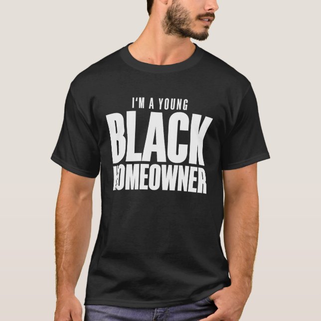 T-shirt Jeune propriétaire de maison noire Maison neuve (Devant)