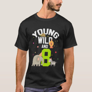 T-shirt Jeune Sauvage Et 8 Animal Zoo Anniversaire