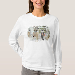 T-shirt Jeunes femmes avec un panier des chrysanthèmes