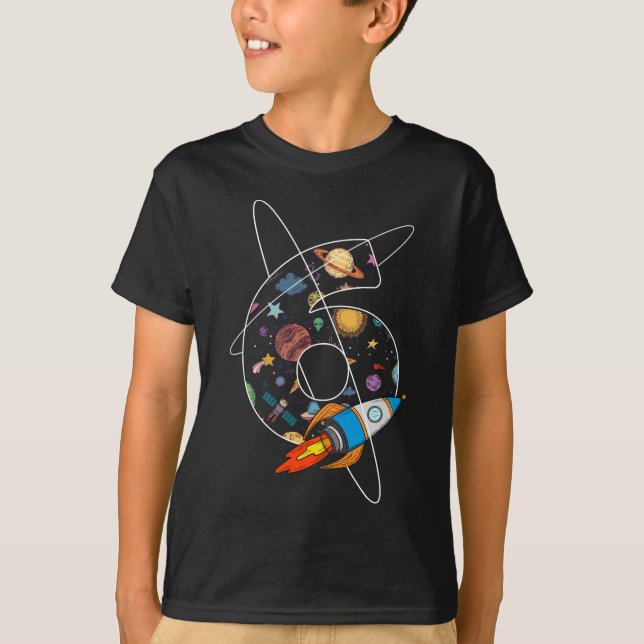 T-shirt Jeunes filles de 6e anniversaire garçons Astronaut (Devant)