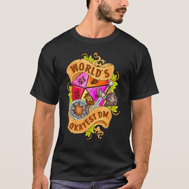 T-shirt Jeux de société de jeu de dés World Okayest Dm D20 (Devant)