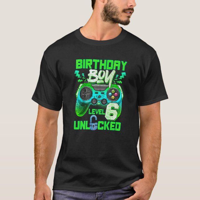 T-shirt Jeux Vidéo 6 ans Jeu Niveau 6 Anniversaire Garçon (Devant)