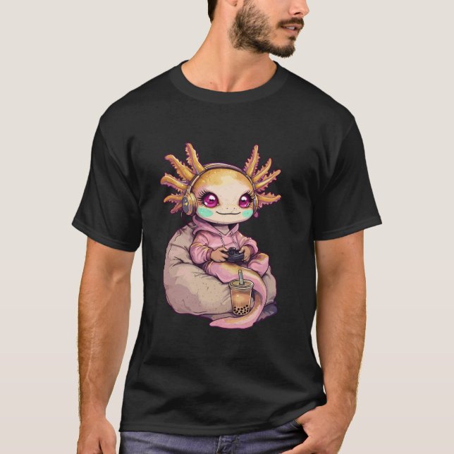 T-shirt Jeux Vidéo Axolotl Cute Kawaii fille Axolotl Gamer (Devant)