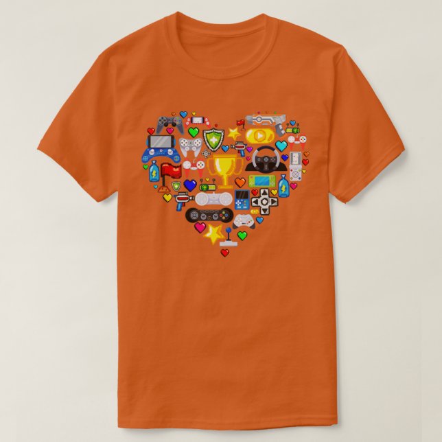 T-shirt Jeux Vidéo Contrôleur de jeu de forme cardiaque du (Design devant)