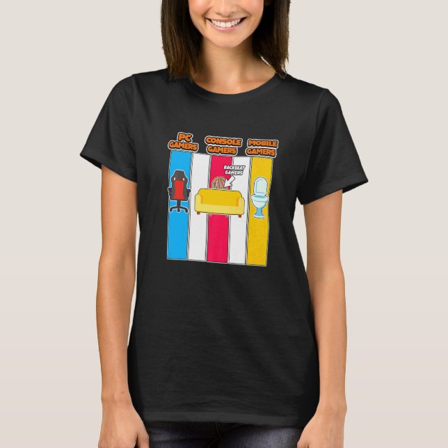 T-shirt Jeux Vidéo de Gamme Chaise de Toilette Canapé Jeu  (Devant)