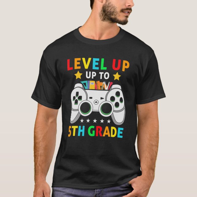 T-shirt Jeux Vidéo Niveau Jusqu'À 5E Classe Équipe Cinquiè (Devant)