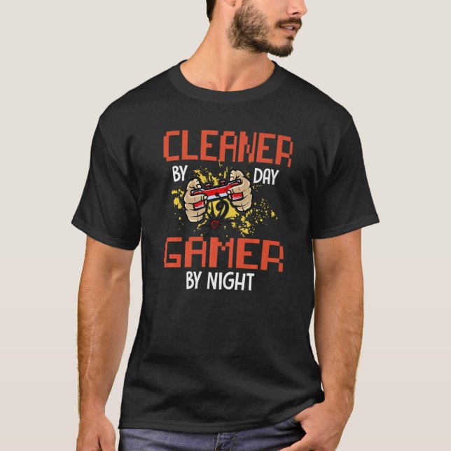 T-shirt Jeux Vidéo Plus Propres Par Jeu De Jour Par Nuit,  (Devant)