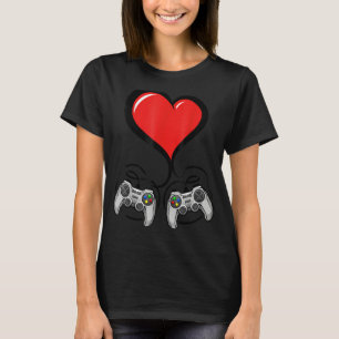 T-shirt Jeux Vidéo Valentines Jour Coeurs rouges Funny Gam
