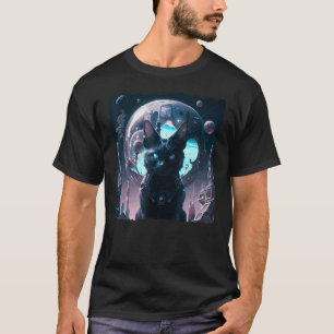T-shirt Jeux Vidéos Funny Black Cat Axolotl pour enfants, 
