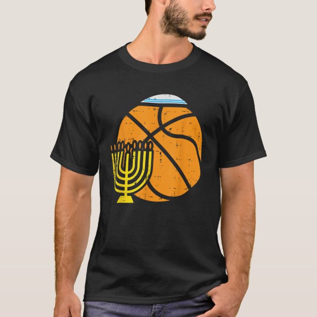 T-shirt Jewish Basketball Menorah Hanukkah Chanukah Sport  (Devant)