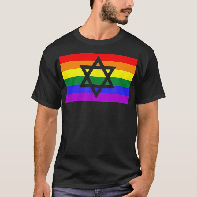 T-shirt Jewish Star of David LGBTQ Gay Pride Flag Stuff Qu (Devant)