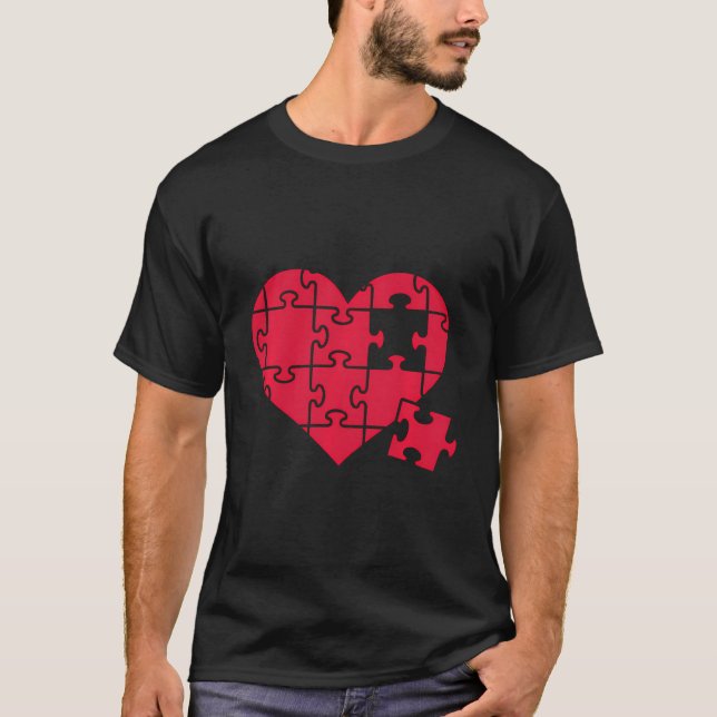 T-shirt Jigsaw Puzzle Coeur (Devant)