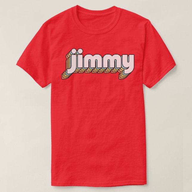 T-shirt Jimmy Retro Typographie arc-en-ciel style défraîch (Design devant)
