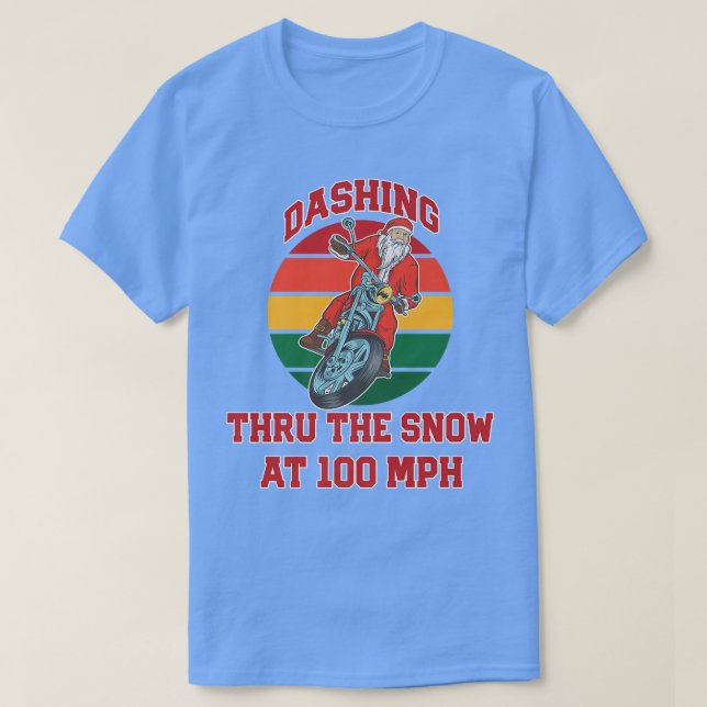 T-shirt Jingle Bell Biker Père Noël, Dashing À Travers La  (Design devant)