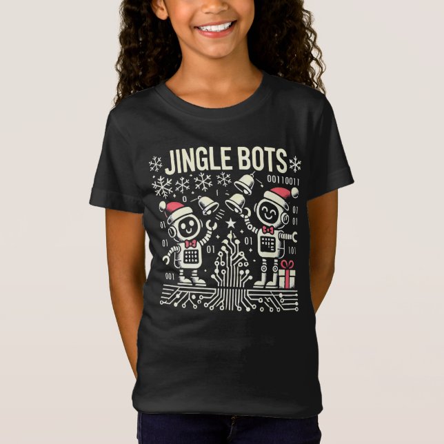 T-Shirt Jingle Bots Festive Robots de vacances avec chapea (Devant)
